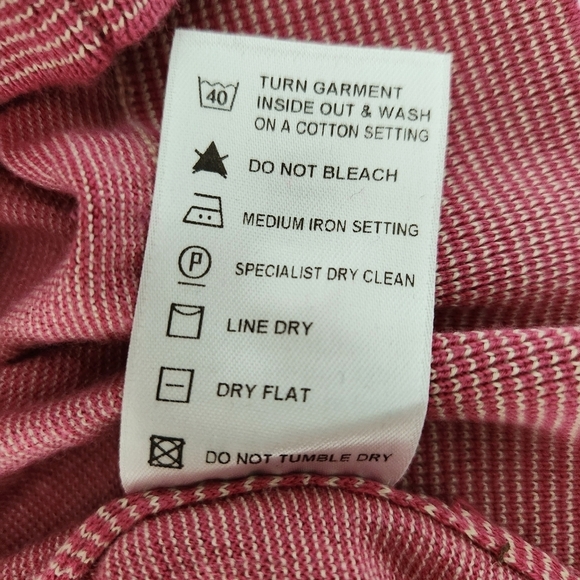 JOHN SMEDLEY Sea Island Cotton sweater V neck striped pink medium made in UK - Picture 10 of 14